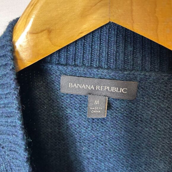 Banana Republic Deep Teal Blue Cotton Blend Crewneck LS Sweater Size M - Picture 5 of 9